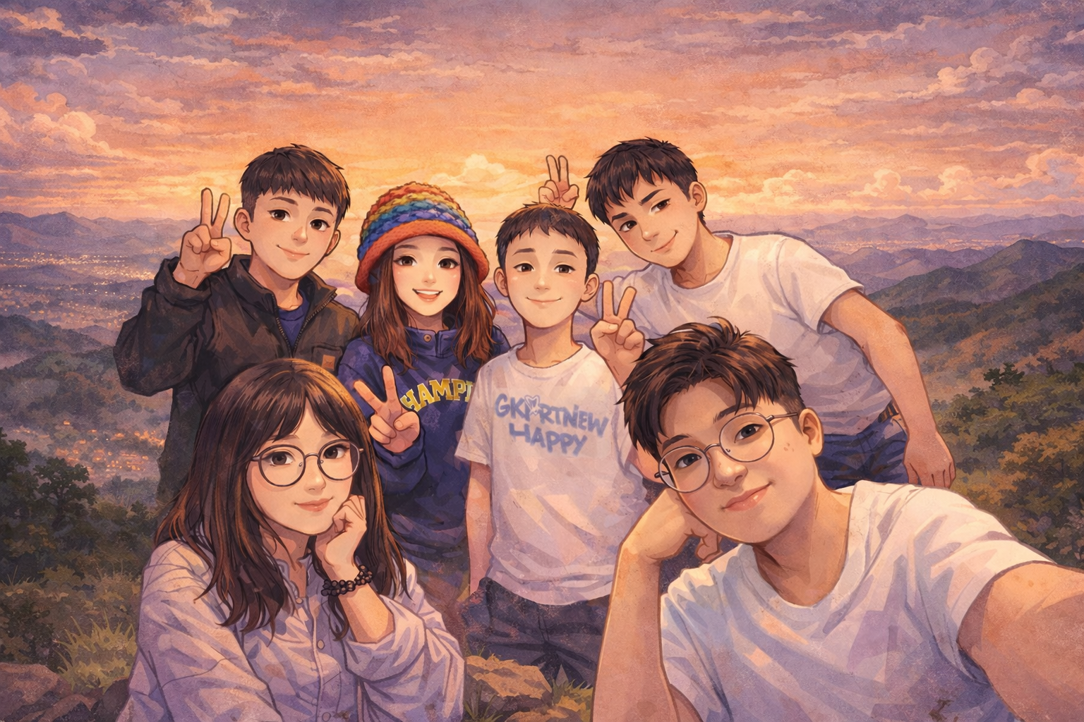 Team watercolor sketch